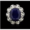 Image 1 : 14KT White Gold 10.12ct Sapphire and Diamond Ring