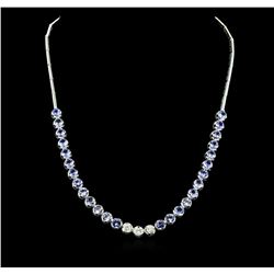 14KT White Gold 12.74ctw Tanzanite and Diamond Necklace