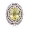 Image 1 : 18KT Two-Tone Gold GIA Certified 12.47ct Yellow Sapphire and Diamond Ring