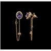 Image 2 : 2.05ctw Tanzanite and Diamond Earrings - 14KT Rose Gold