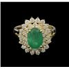 Image 1 : 1.80ct Emerald and Diamond Ring - 14KT Yellow Gold