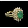 Image 2 : 1.80ct Emerald and Diamond Ring - 14KT Yellow Gold