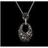 Image 2 : 14KT White Gold 0.16ctw Diamond Pendant With Chain