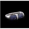 Image 2 : 10KT White Gold 1.06ctw Blue Sapphire and Diamond Ring