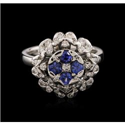 14KT White Gold 0.58ctw Tanzanite and Diamond Ring