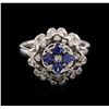 Image 1 : 14KT White Gold 0.58ctw Tanzanite and Diamond Ring