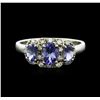 Image 1 : 14KT White Gold 0.99ctw Tanzanite and Tanzanite Ring