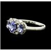 Image 2 : 14KT White Gold 0.99ctw Tanzanite and Tanzanite Ring