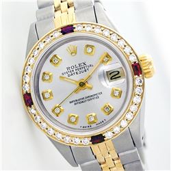 Rolex Two-Tone Diamond and Ruby DateJust Ladies Watch