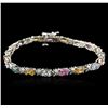 14KT White Gold 5.32ctw Multicolor Sapphire and Diamond Bracelet