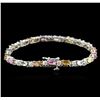 Image 2 : 14KT White Gold 5.32ctw Multicolor Sapphire and Diamond Bracelet