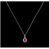 Image 1 : 2.85ct Pink Tourmaline and Diamond Pendant With Chain - 14KT White Gold