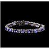 Image 1 : 14KT White Gold 17.76ctw Tanzanite and Diamond Bracelet