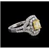Image 2 : 18KT Two-Tone Gold GIA Certified 2.07ctw Fancy Yellow Diamond Ring