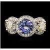 Image 1 : 14KT White Gold 1.36ct Tanzanite and Diamond Ring