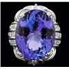 Image 1 : 14KT White Gold 30.15ct Tanzanite and Diamond Ring
