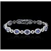 Image 1 : 14KT White Gold 6.50ctw Sapphire and Diamond Bracelet