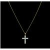 Image 1 : 1.50ctw Opal Cross Pendant With Chain - 14KT Yellow Gold