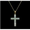 Image 2 : 1.50ctw Opal Cross Pendant With Chain - 14KT Yellow Gold