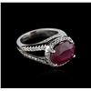 Image 2 : 14KT White Gold 5.85ct Ruby and Diamond Ring