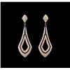 4.48ctw Blue Sapphire and Diamond Earrings - 18KT Rose Gold