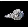 Image 2 : 18KT White Gold 1.37ct Tanzanite and Diamond Ring