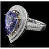 Image 2 : 14KT Two-Tone Gold 5.47ct Tanzanite and Diamond Ring