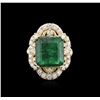 Image 1 : 14KT Yellow Gold 9.30ct Emerald and Diamond Ring