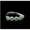 Image 1 : 0.26ctw Emerald and Diamond Ring - 18KT White Gold