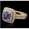 Image 2 : 14KT Yellow Gold 1.76ct Tanzanite and Diamond Ring