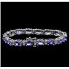 Image 2 : 20.58ctw Tanzanite and Diamond Bracelet - 14KT White Gold