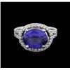 Image 1 : 14KT White Gold 3.64ct Tanzanite and Diamond Ring