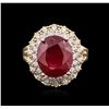 Image 1 : 14KT Yellow Gold 6.72ct Ruby and Diamond Ring