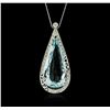 Image 1 : 14KT White Gold 42.66ct Aquamarine and Diamond Pendant With Chain