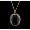 Image 2 : 14KT Rose Gold 35.04ct Topaz and Diamond Pendant With Chain