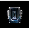 Image 1 : 29.63ct Blue Topaz and Diamond Ring - 14KT White Gold