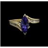 Image 1 : 1.41ct Tanzanite and Diamond Ring - 18KT Yellow Gold