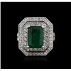 Image 1 : 14KT White Gold 4.09ct Emerald and Diamond Ring