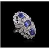 Image 2 : 14KT White Gold 3.96ctw Tanzanite and Diamond Ring