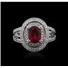 Image 1 : 18KT White Gold 1.67ct Ruby and Diamond Ring