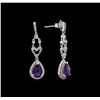 Image 2 : 2.29ctw Amethyst and Diamond Earrings - 14KT White Gold