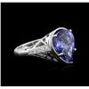 Image 2 : 4.10ct Tanzanite and Diamond Ring - 14KT White Gold