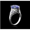 Image 3 : 4.10ct Tanzanite and Diamond Ring - 14KT White Gold