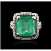 Image 1 : 18KT White Gold 9.14ct Emerald and Diamond Ring