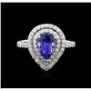 Image 1 : 18KT White Gold 1.15ct Tanzanite and Diamond Ring