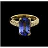 Image 1 : 18KT Yellow Gold 3.89ct Tanzanite and Diamond Ring