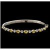 Image 1 : 4.18ctw Yellow Sapphire and Diamond Bangle Bracelet - 18KT White Gold