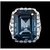 Image 1 : 14KT White Gold 31.13ct Topaz and Diamond Ring