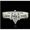Image 1 : 14KT Two-Tone 1.08ctw Marquise Cut Diamond Ring