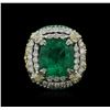Image 1 : Two-Tone GIA Certified 10.34ctw Emerald and Diamond Ring